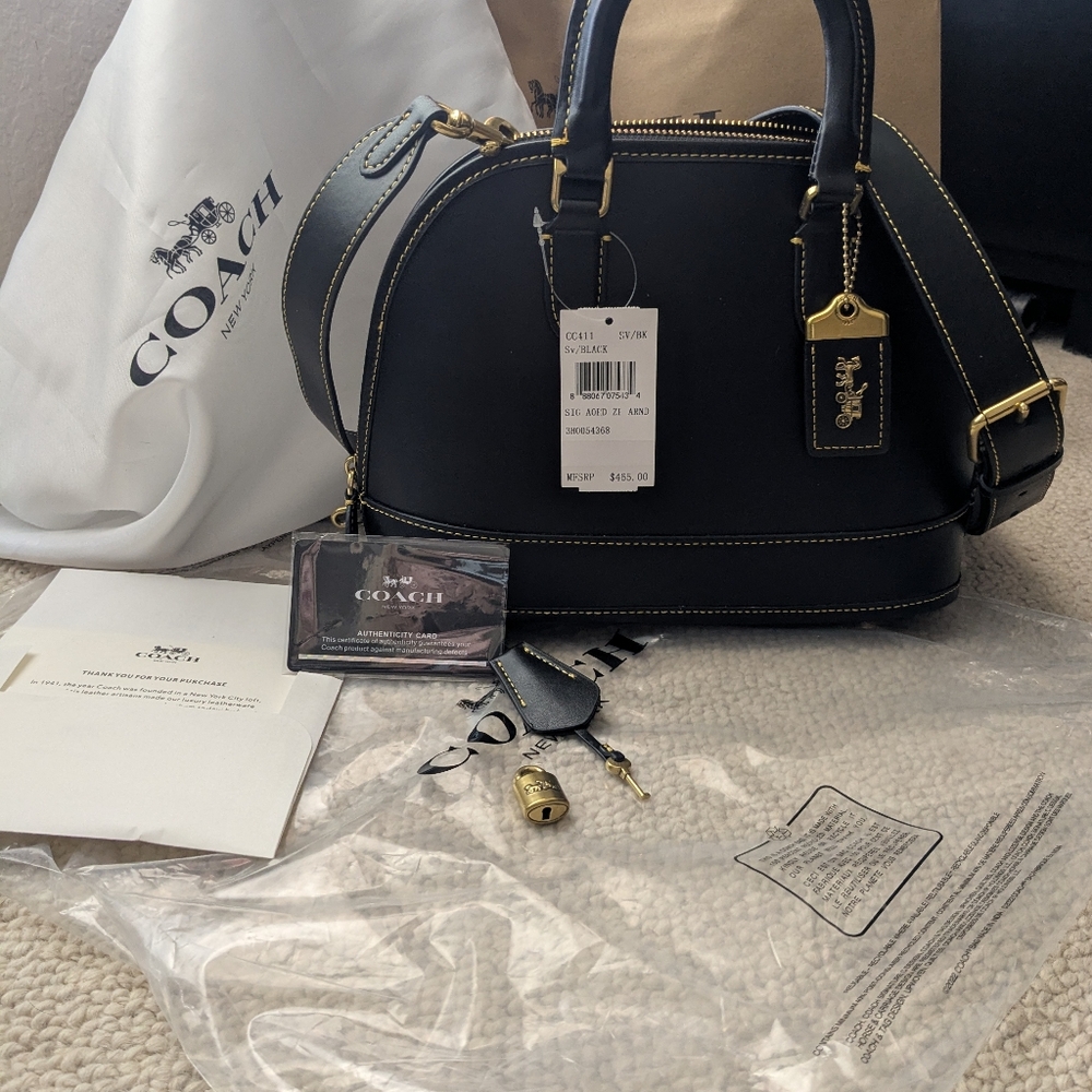 Authentic Black Coach Revel 24 Satchel NWT
